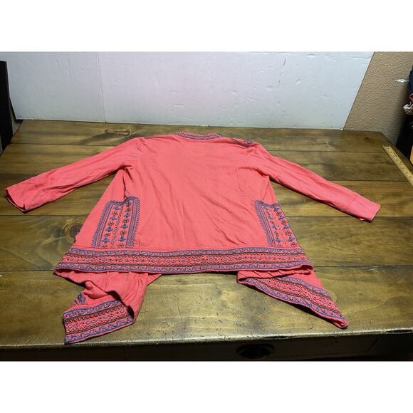 Johnny Was Sweater Women Small Coral Embroidered Jacket Open Cardigan Shrug Boho - Picture 14 of 14